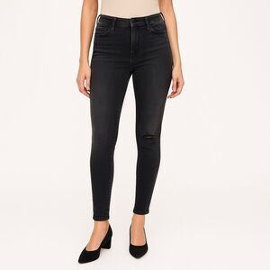 AG The Middi Ankle Jeans 27R Washed Black Mid Rise Skinny Distressed Raw Hem